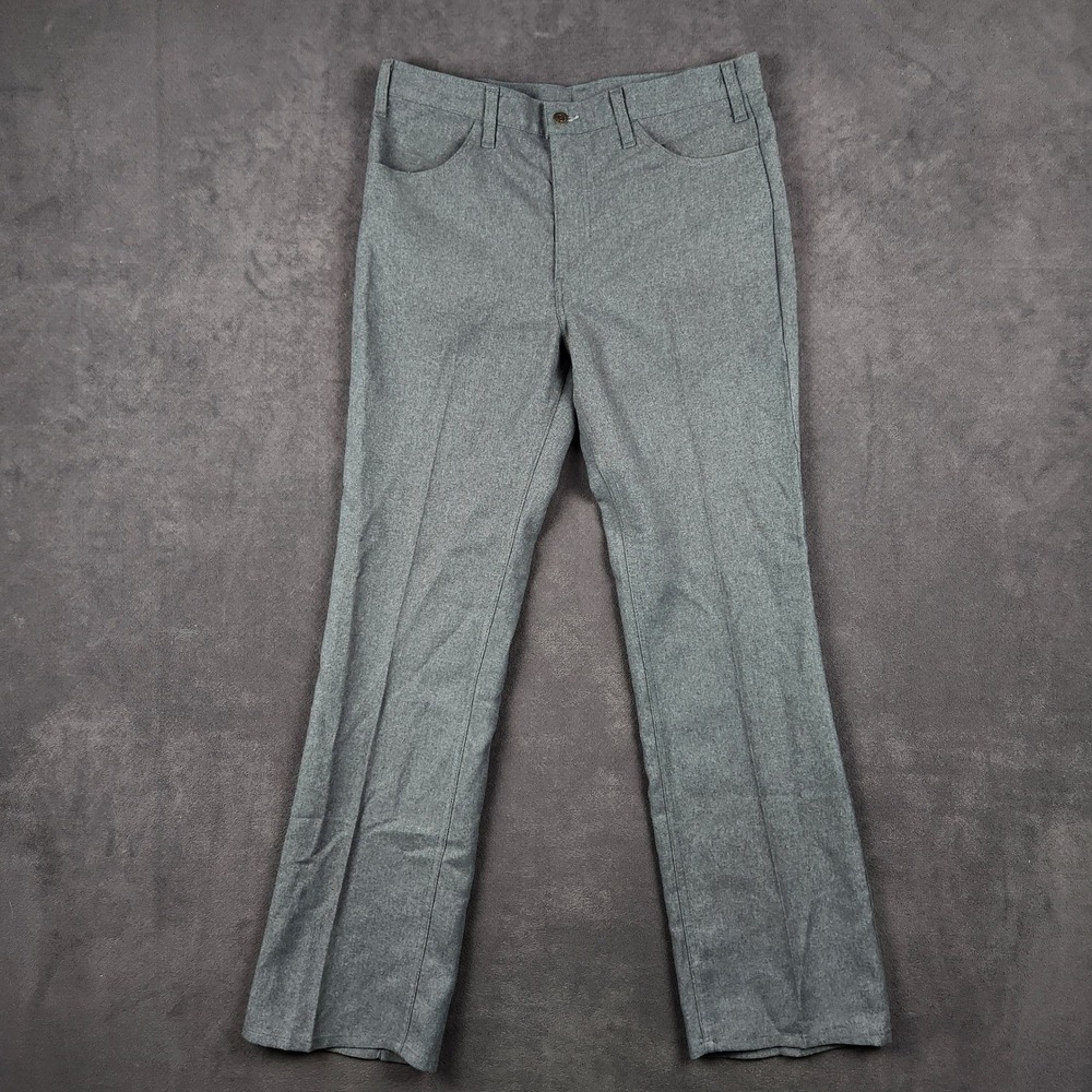 Vintage Levis 517 Sta Prest Pants Mens 34 x 32 Gray Boot Cut Polyester USA 10517